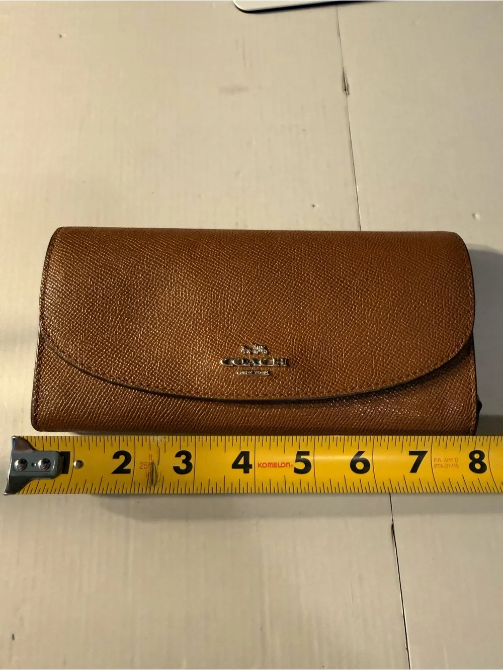 Coach Brown  Pebbled Leather Wallet with Embossed Logo